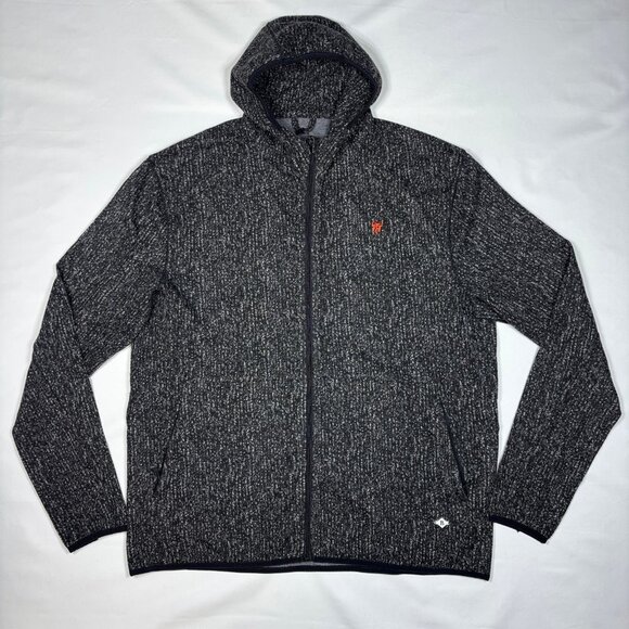 Burlebo Black Gray Fleece Full-Zip Hooded Jacket Sweater Outdoor Hunting Mens XL - Picture 1 of 10
